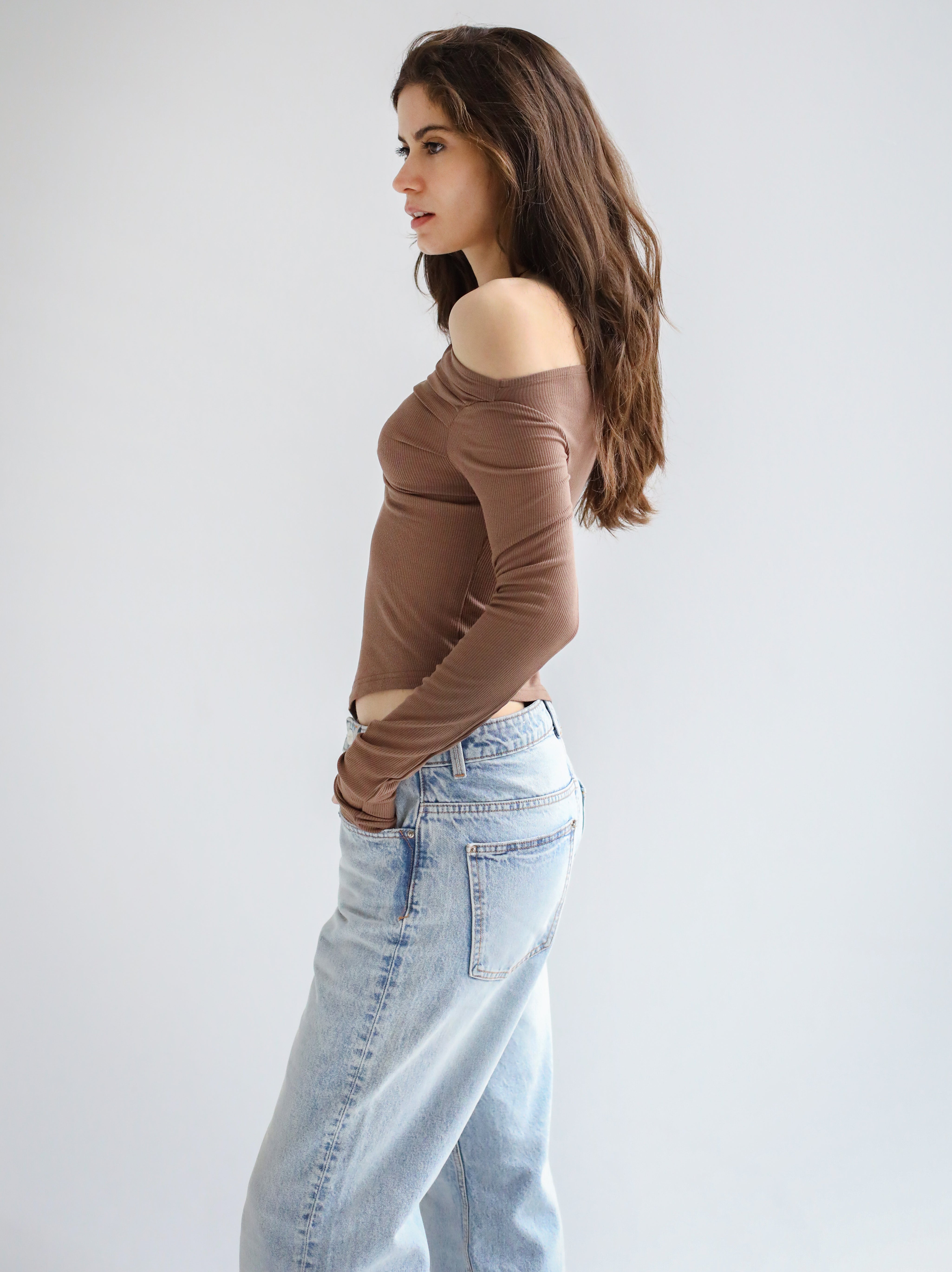 Shoulder Tank Top Brown - Adults