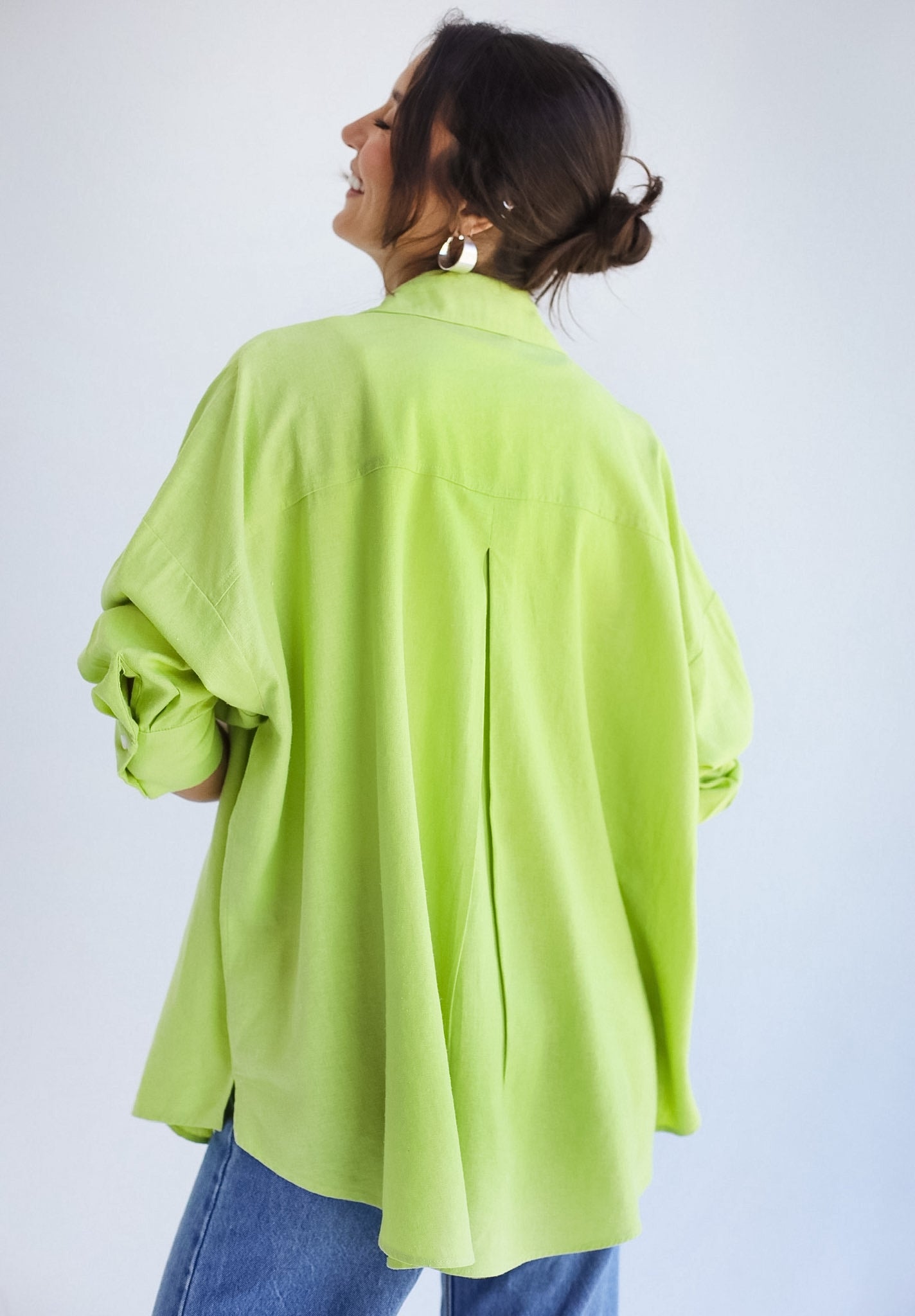 The Essential Linen Apple Green Shirt- Adults