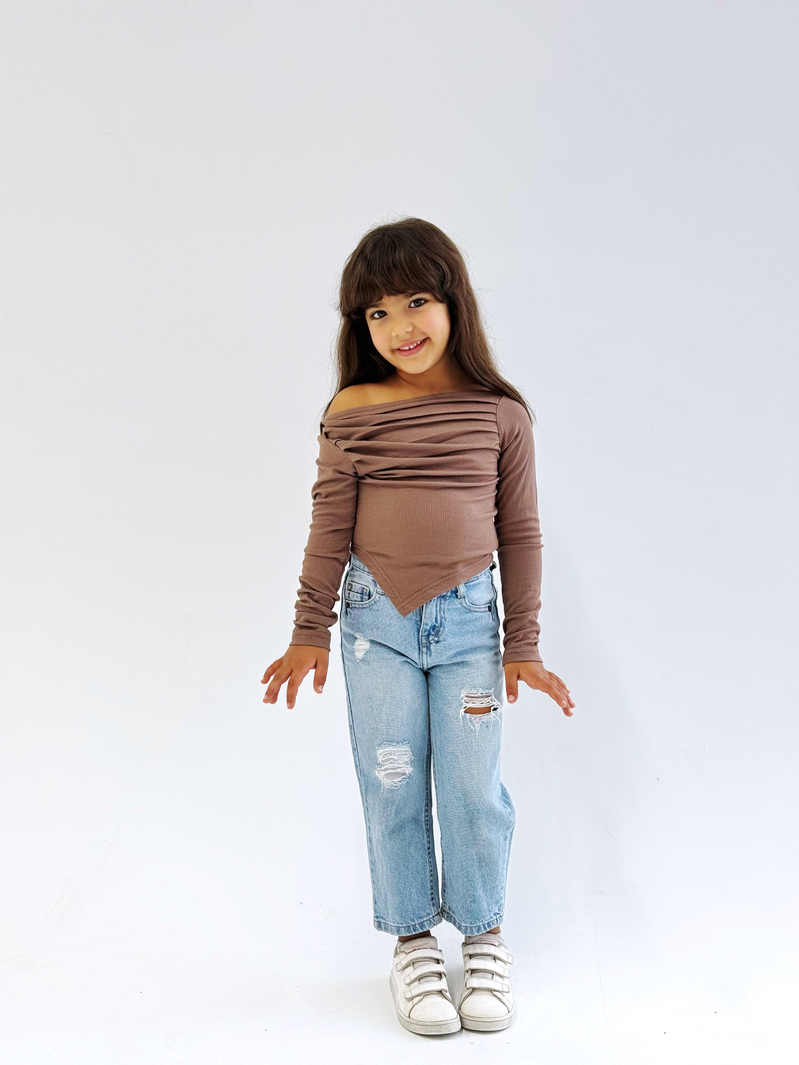 Shoulder Tank Top Brown - Kids