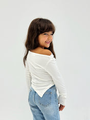 Shoulder Tank Top White - Kids