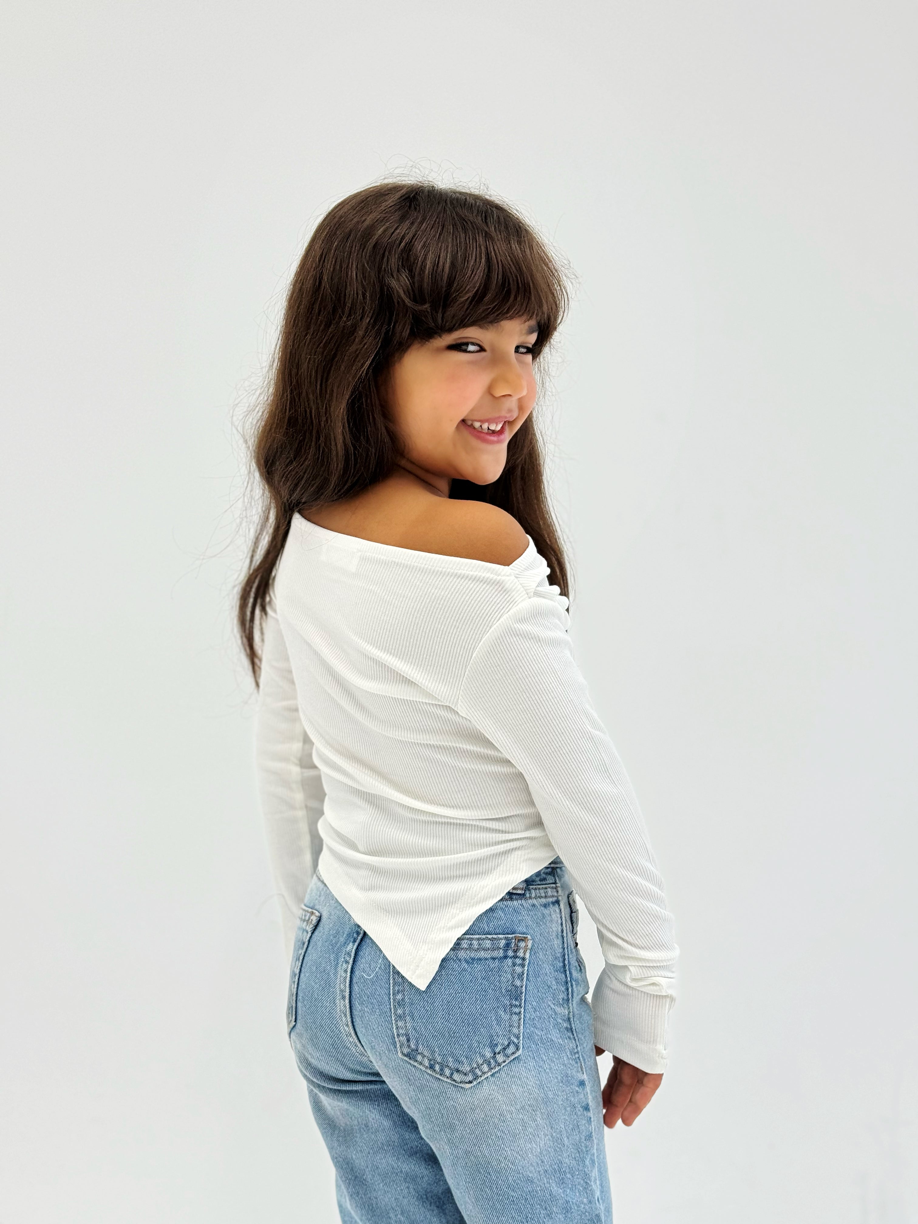 Shoulder Tank Top White - Kids