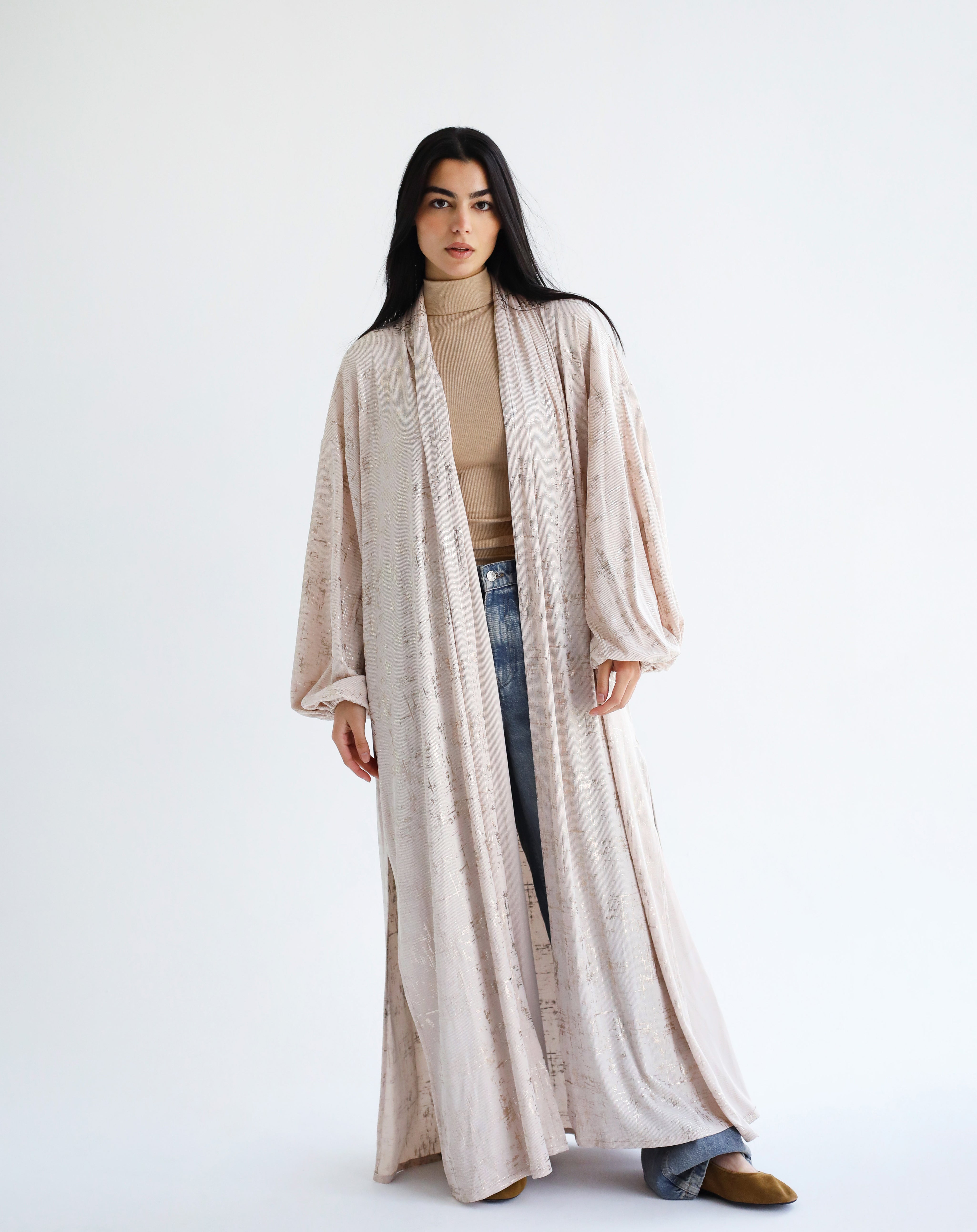 Skye Gilded Beige Kimono - Adults