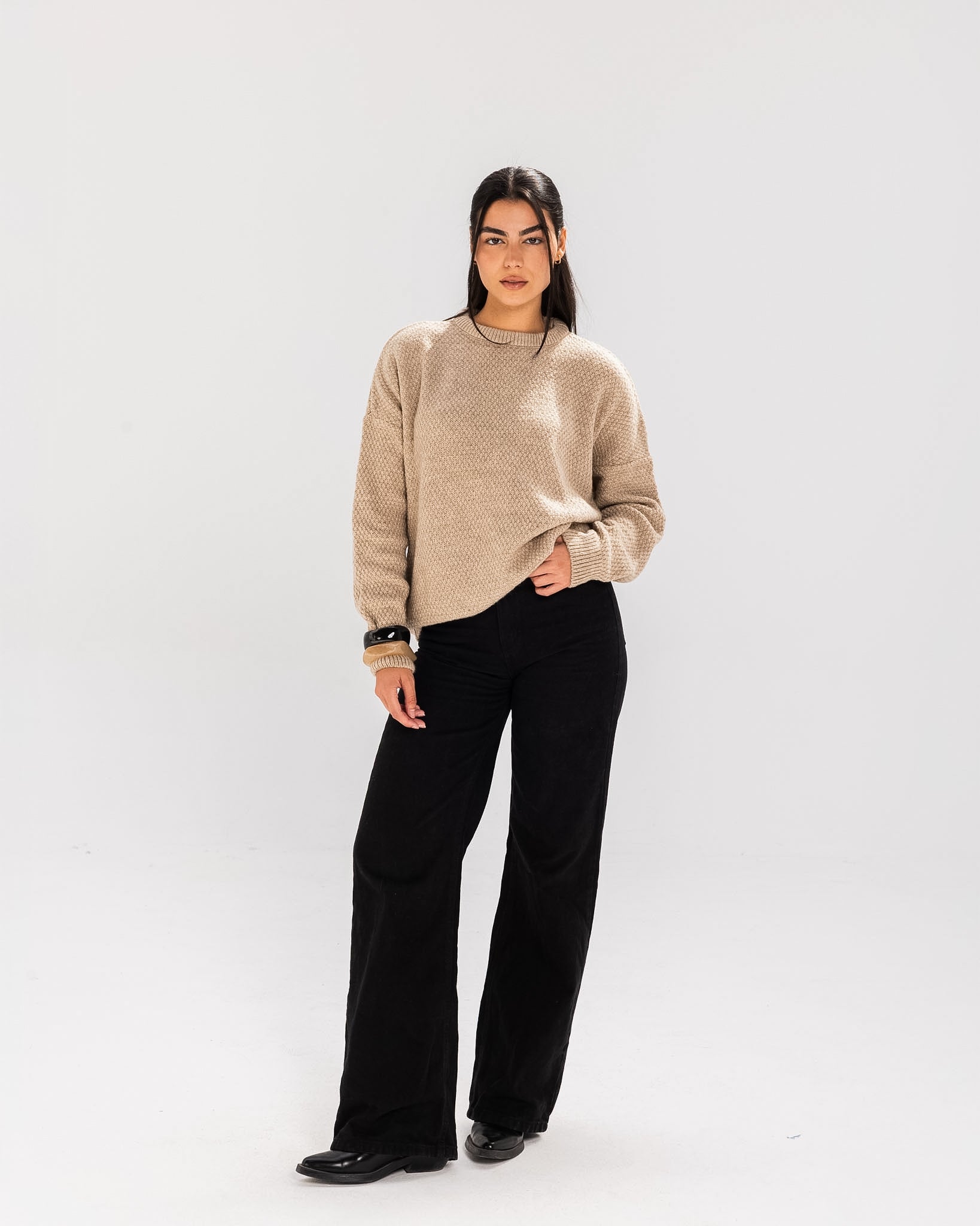 Oatmeal Knit Sweater - Adults