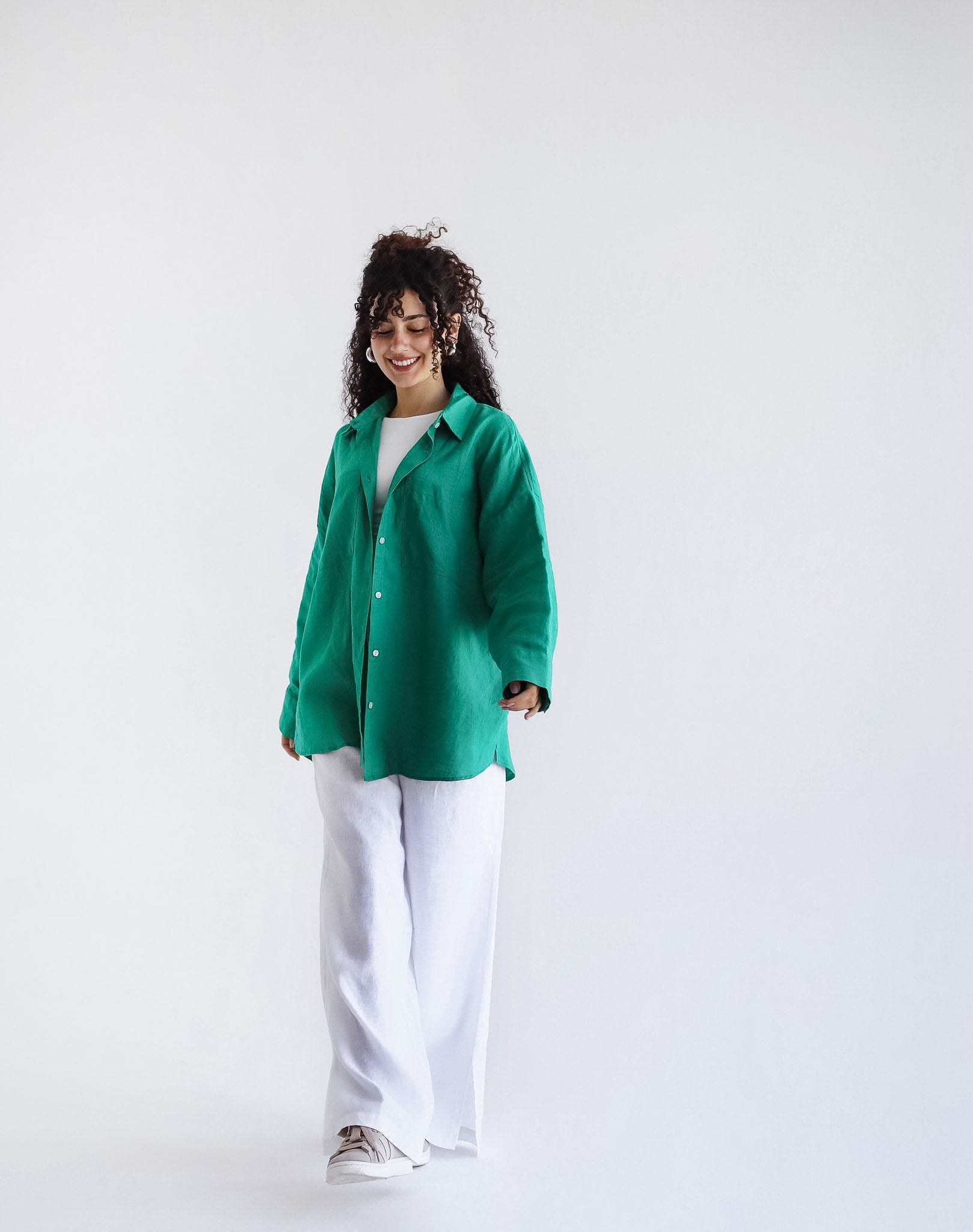 The Essential Linen Green Shirt- Adults
