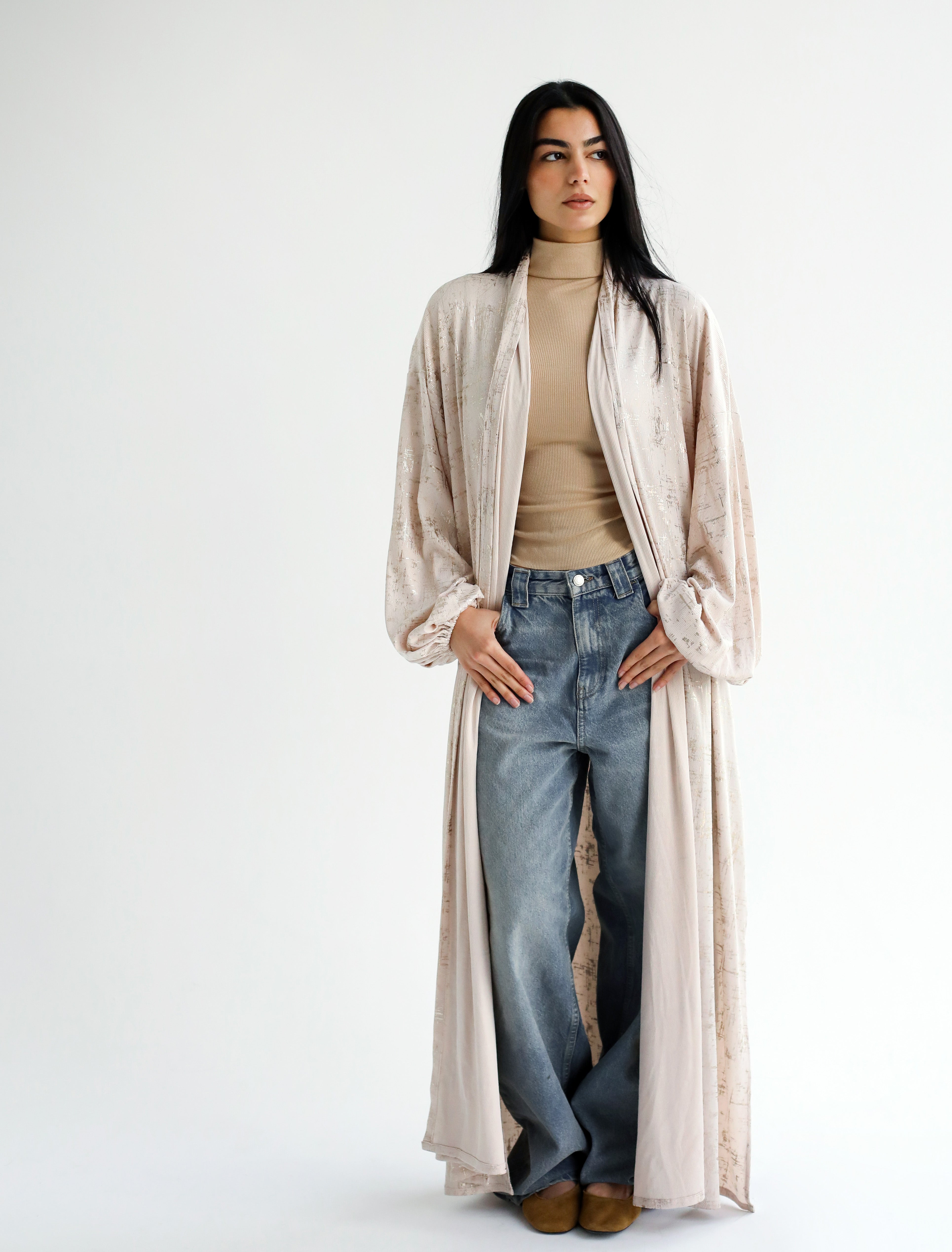 Skye Gilded Beige Kimono - Adults
