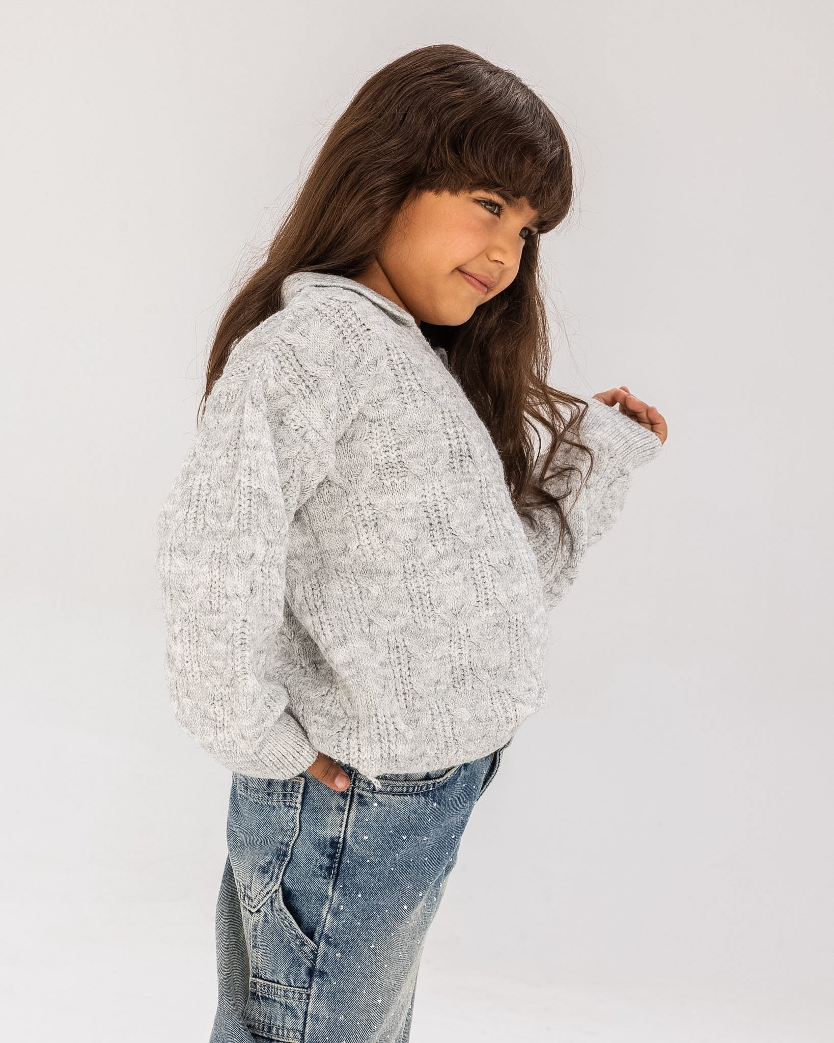 Cable Sweater Cloud Grey - Kids