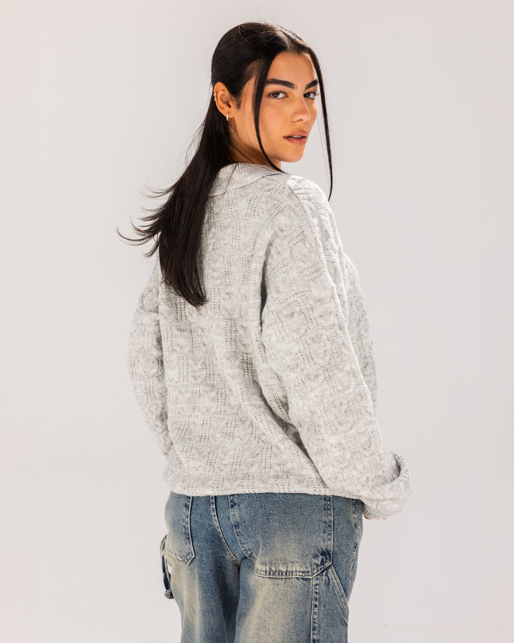 Cable Sweater Cloud Grey - Adults