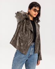 Washed Leather biker Jacket - Brown