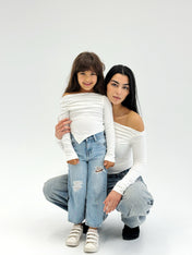 Shoulder Tank Top White - Kids