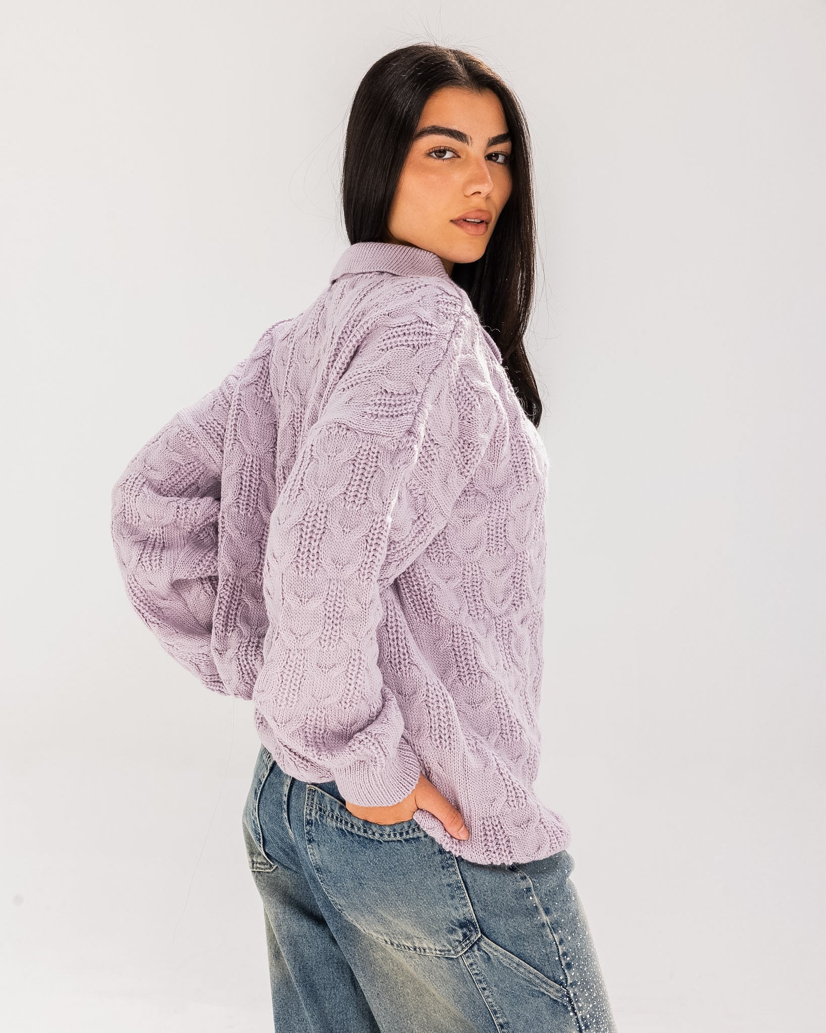 Cable Sweater Lilac - Adults