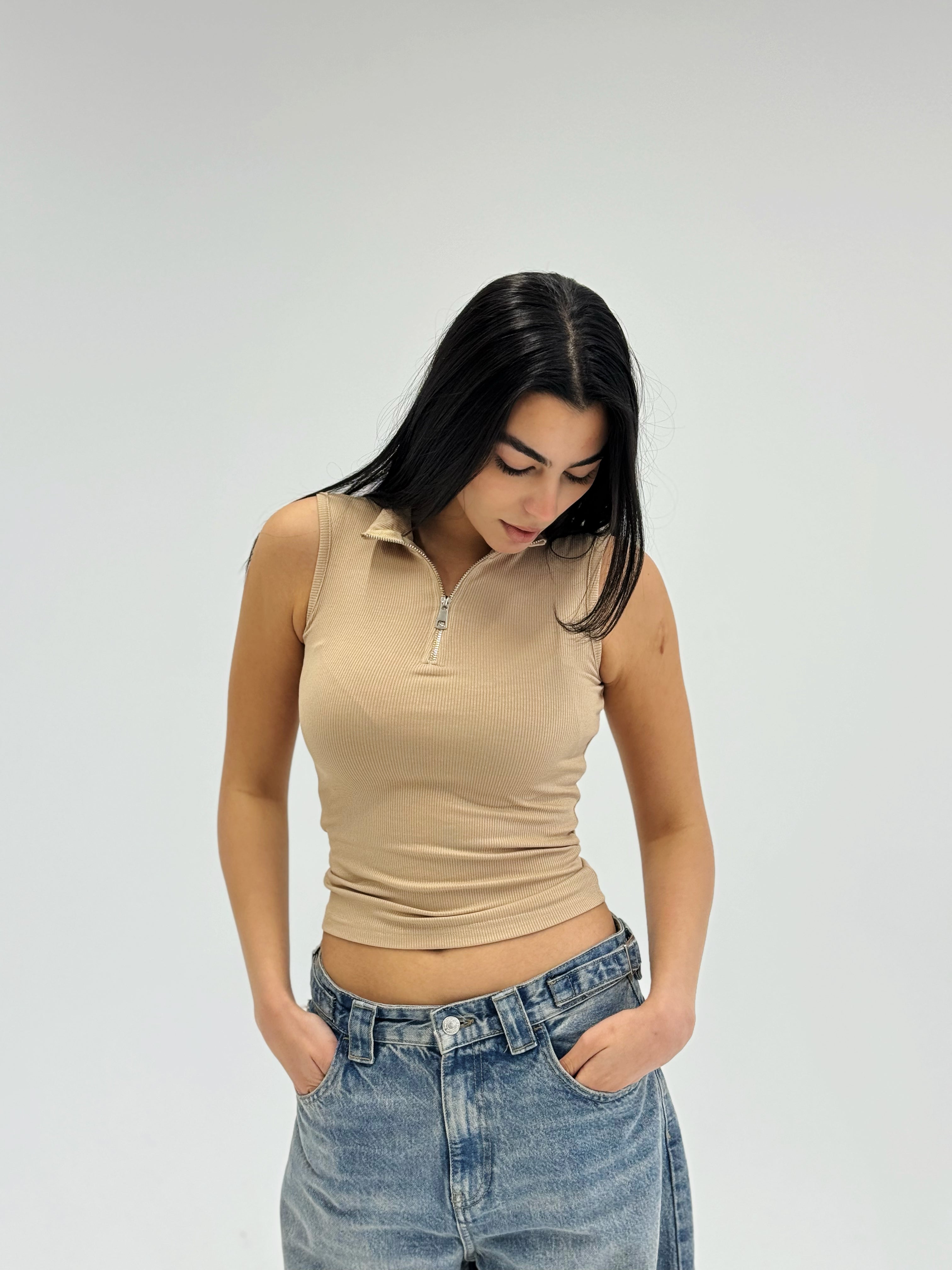 Zipit Tank Top Beige - Adults