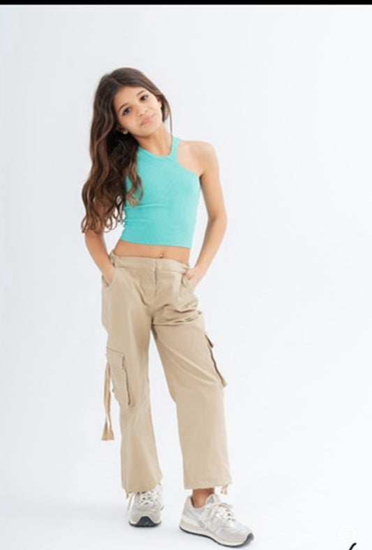 Cutout Tank Top Mint-kids