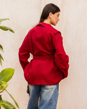 Amulet Linen Cardigan - Ruby