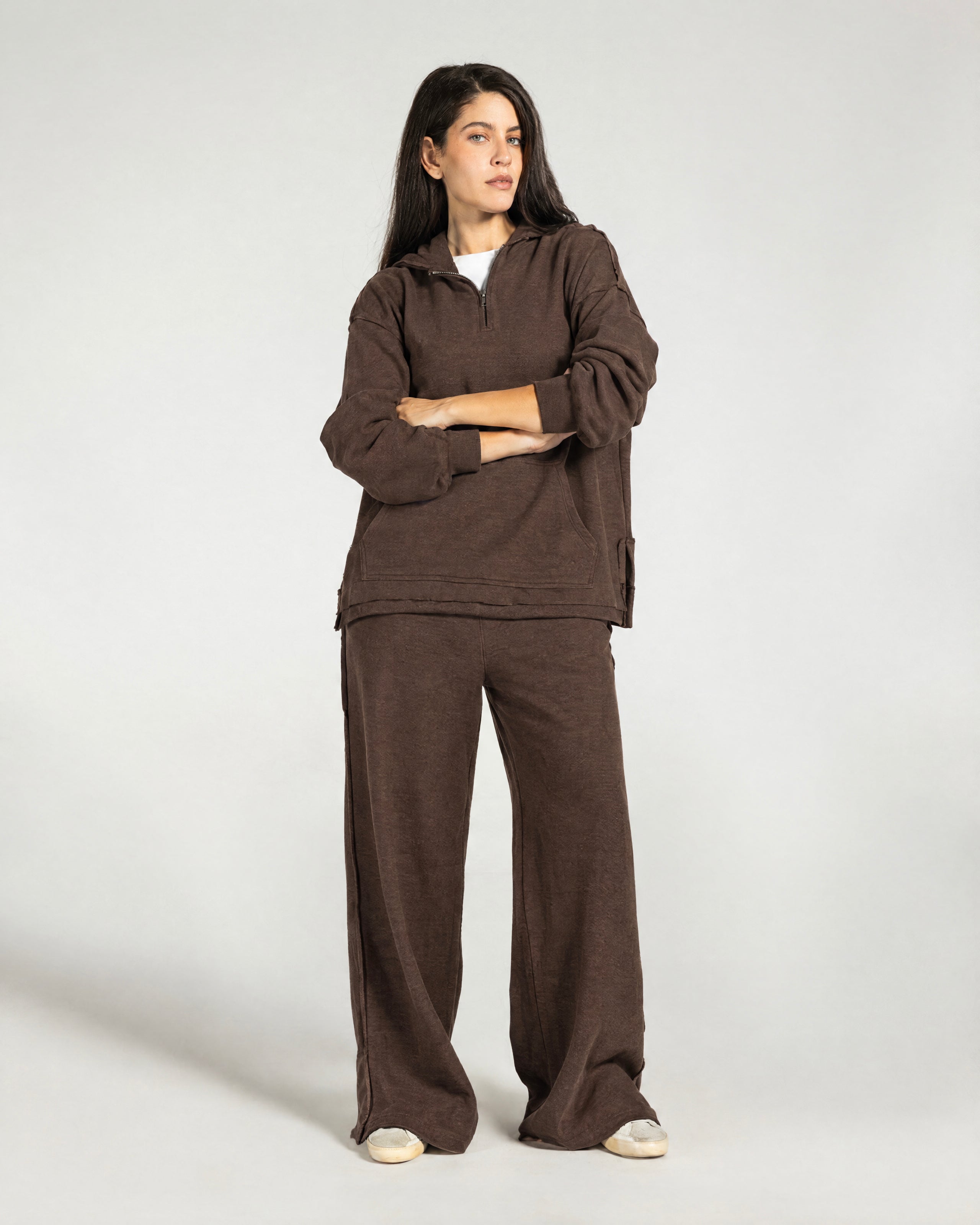 The Essential Half-Zip Set Brown - Adults
